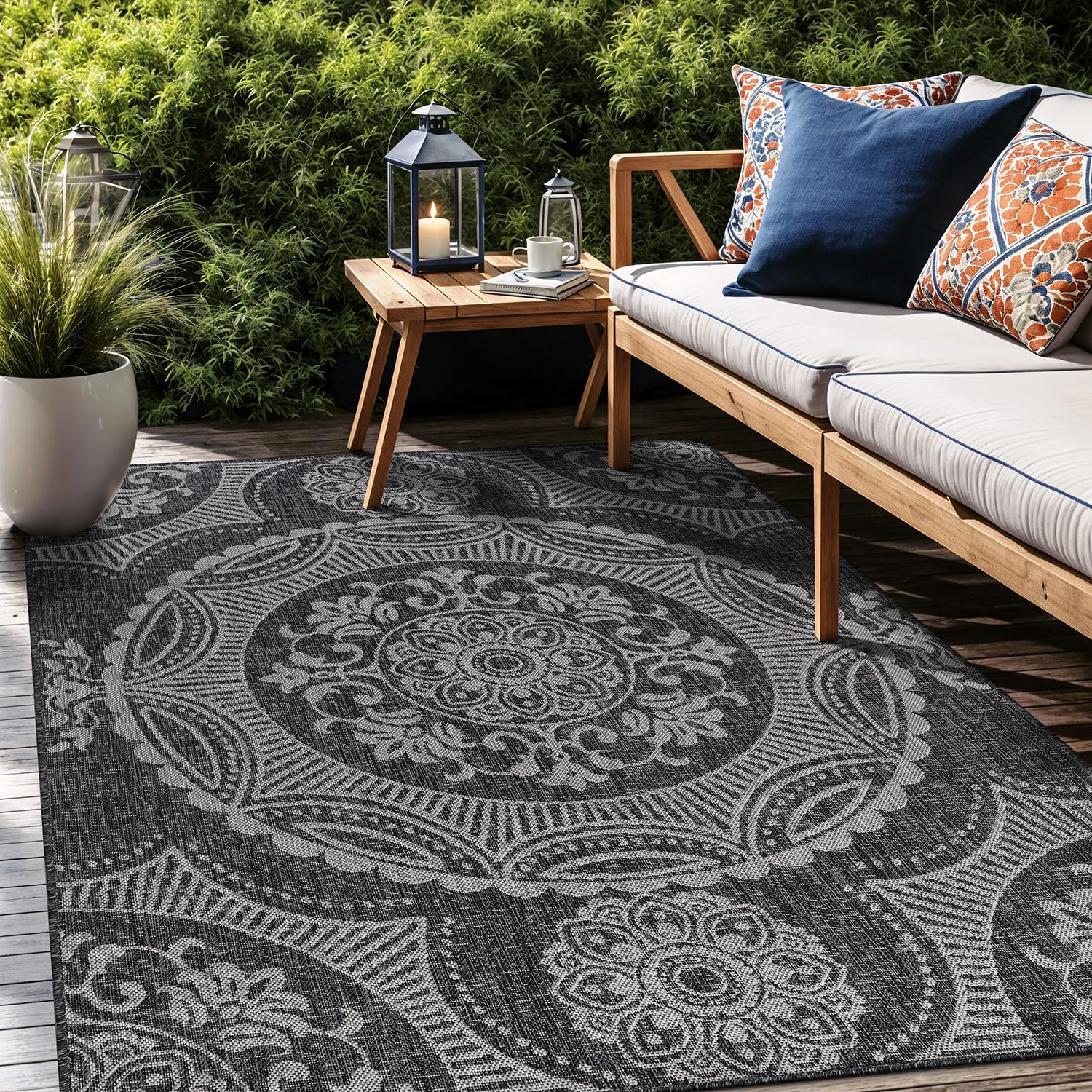 Dark Gray 6x9 Washable Outdoor Rug S442688