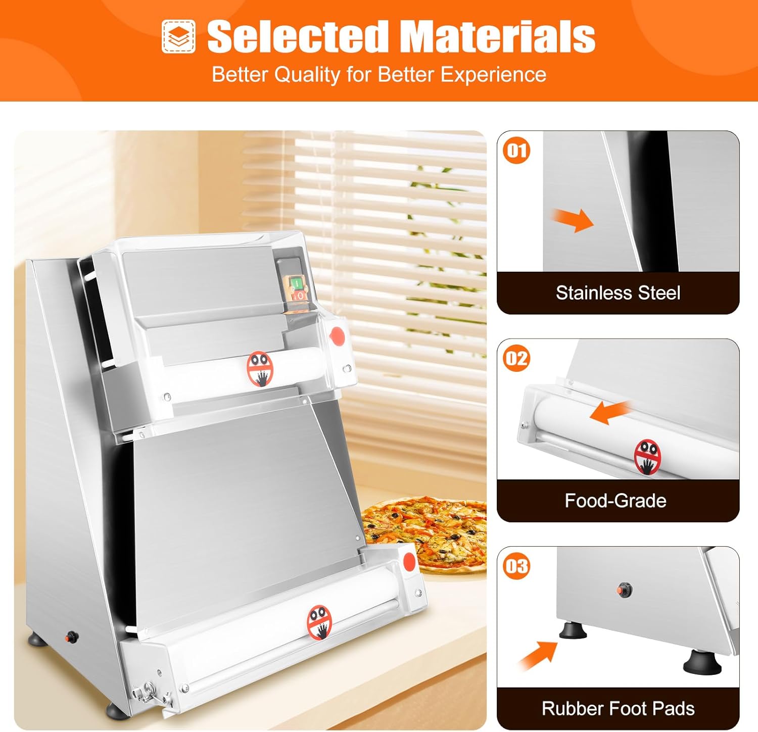 4-15 Inch Automatic Commercial Electric Pizza Dough Sheeter Machine V7425