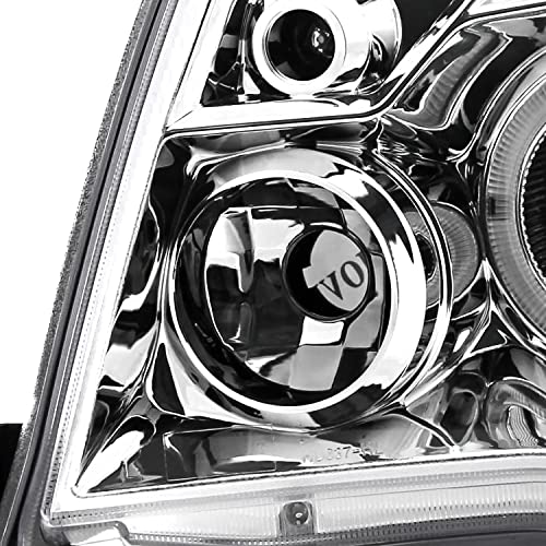 LED Halo Chrome Housing Clear Lens Projector Headlights Pair F909