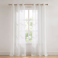 Aileen Textured Raindrop Sheer Window Curtain Panels