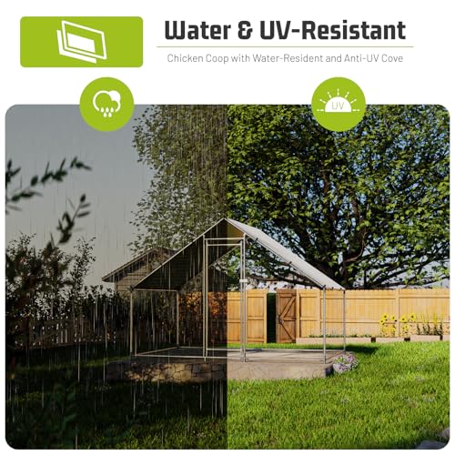 Large Metal Chicken Coop with Water-Resistant and Anti-UV Cover Walk-in Poultry Cage P642930