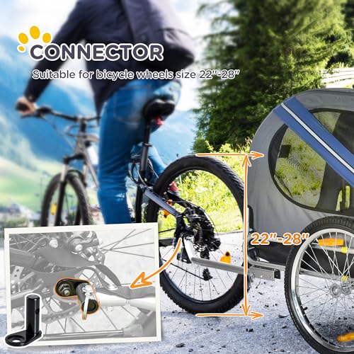 Dog Bike Trailer Pet Cart Bicycle Wagon Cargo Carrier with 3 Entrances Large Wheels Mesh Screen N715009