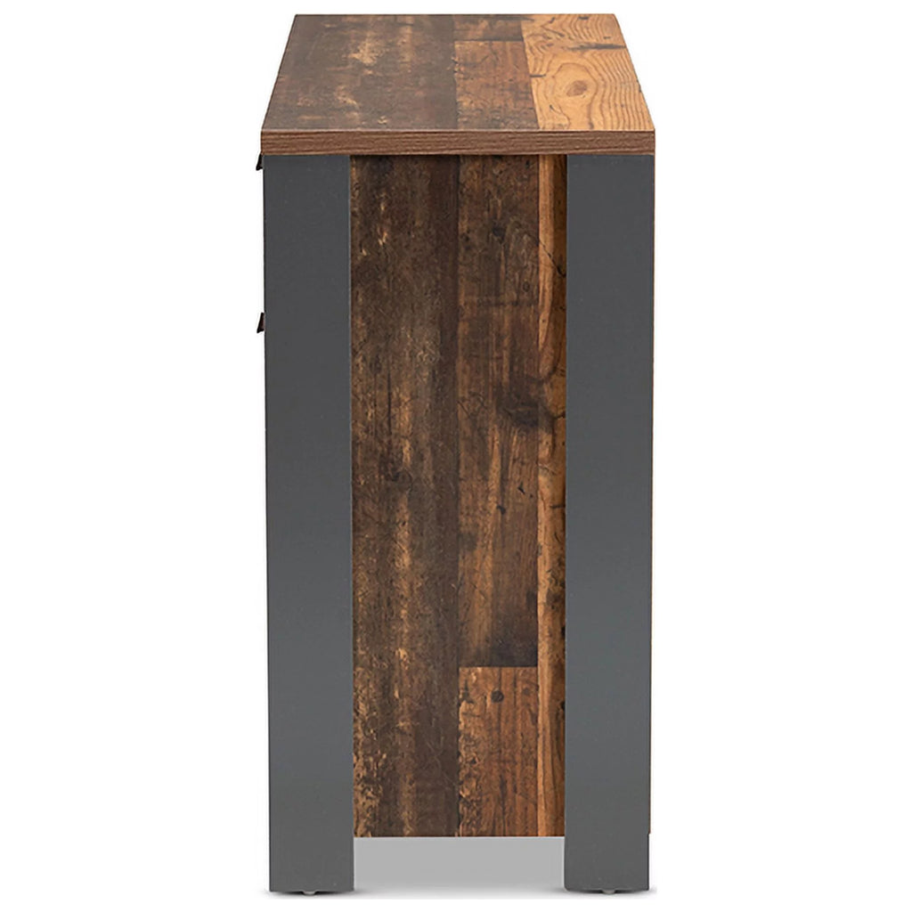 Rustic Brown Wood and Grey Metal 2-Door Sideboard Buffet D53197