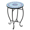 14 Inch Blue Mosaic Round Side Table H955535