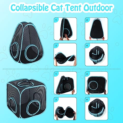 4 in 1 Outdoor Cat Tent with Tunnel, Total Length 9.45FT O4366