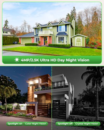 Solar Security Cameras Wireless Outdoor with 10" Monitor, 10CH NVR 2K, 360° Color Night Vision, 2-Way Audio, 500GB Local Storage M615646