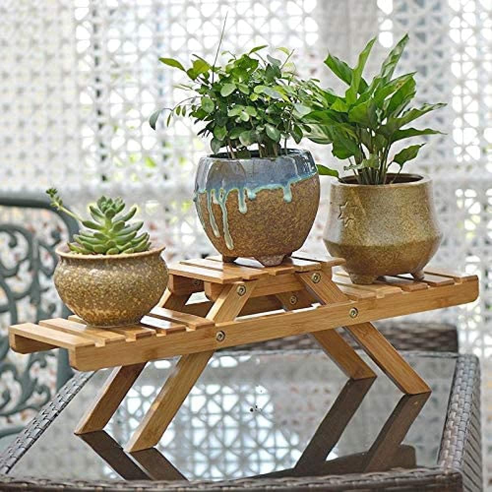 2 Tier Ladder Wood Folding Plant Stand D84652
