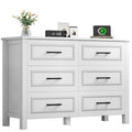 White 6-Drawer Wood Dresser with Power Outlet A752755