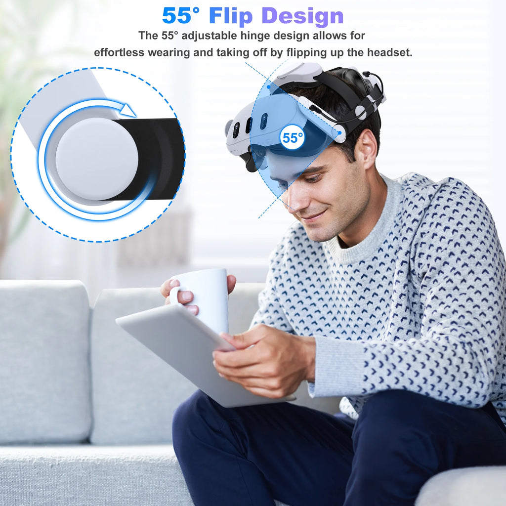 Head Strap with 7500mAh Rechargeable Battery for Oculus Quest 2 & 3 B10136