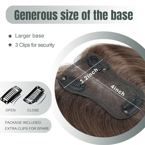10 Inch Real Human Hair Toppers Swiss Base Clip in Hair Extensions E783768