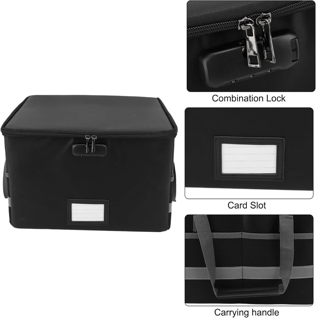 Fireproof Document Box with Lock, 15.6 x 12.2 x 10 Inches C45495