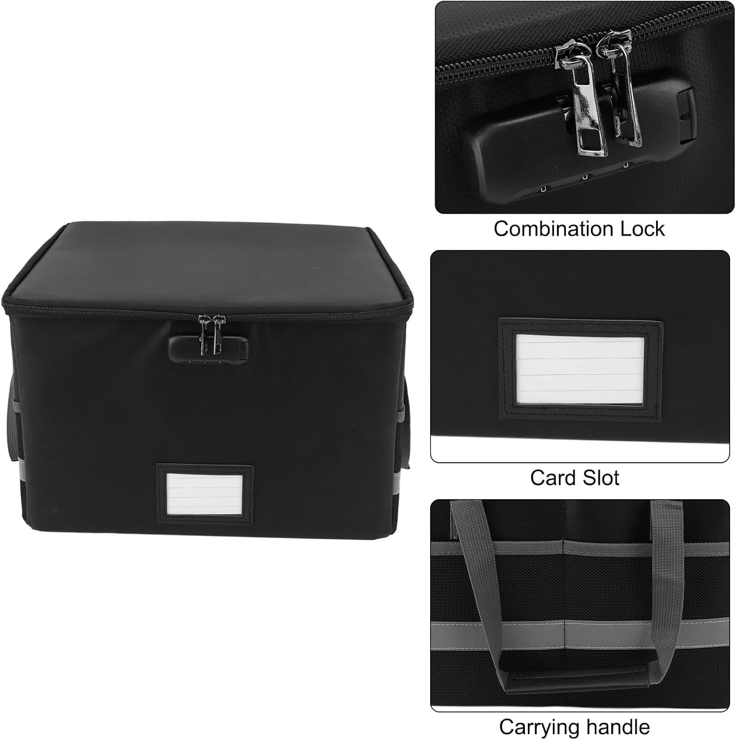 Fireproof Document Box with Lock, 15.6 x 12.2 x 10 Inches C45495