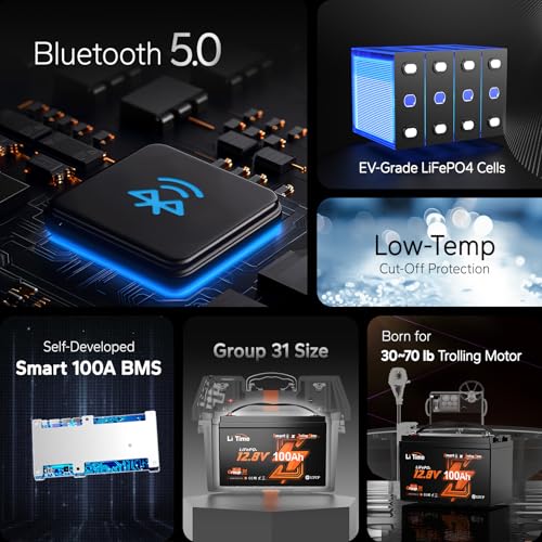 12V 100Ah Group 31 Bluetooth LiFePO4 Battery B707