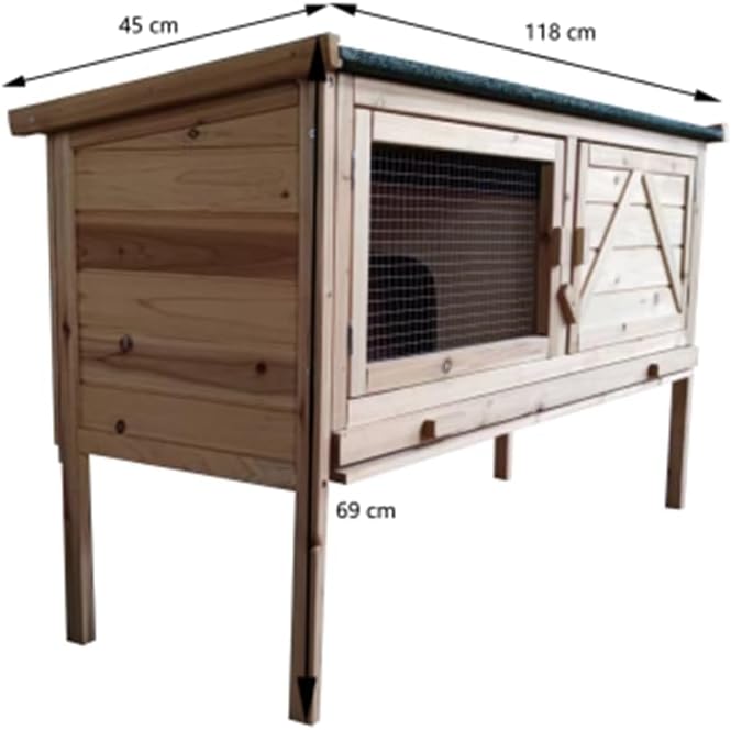Outdoor Wooden Rabbit Hutch with Open-up Roof and Pull Out Tray E6086