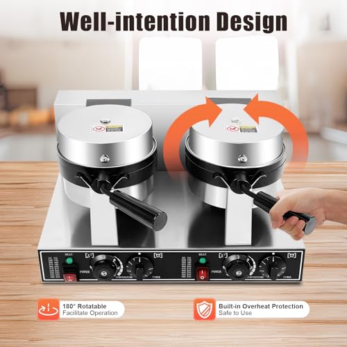 2400W Double-Head Non-Stick Belgian Waffle Maker T3963
