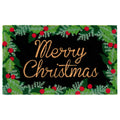 Natura Merry Christmas Holly Coir Doormat with Non-Slip Backing