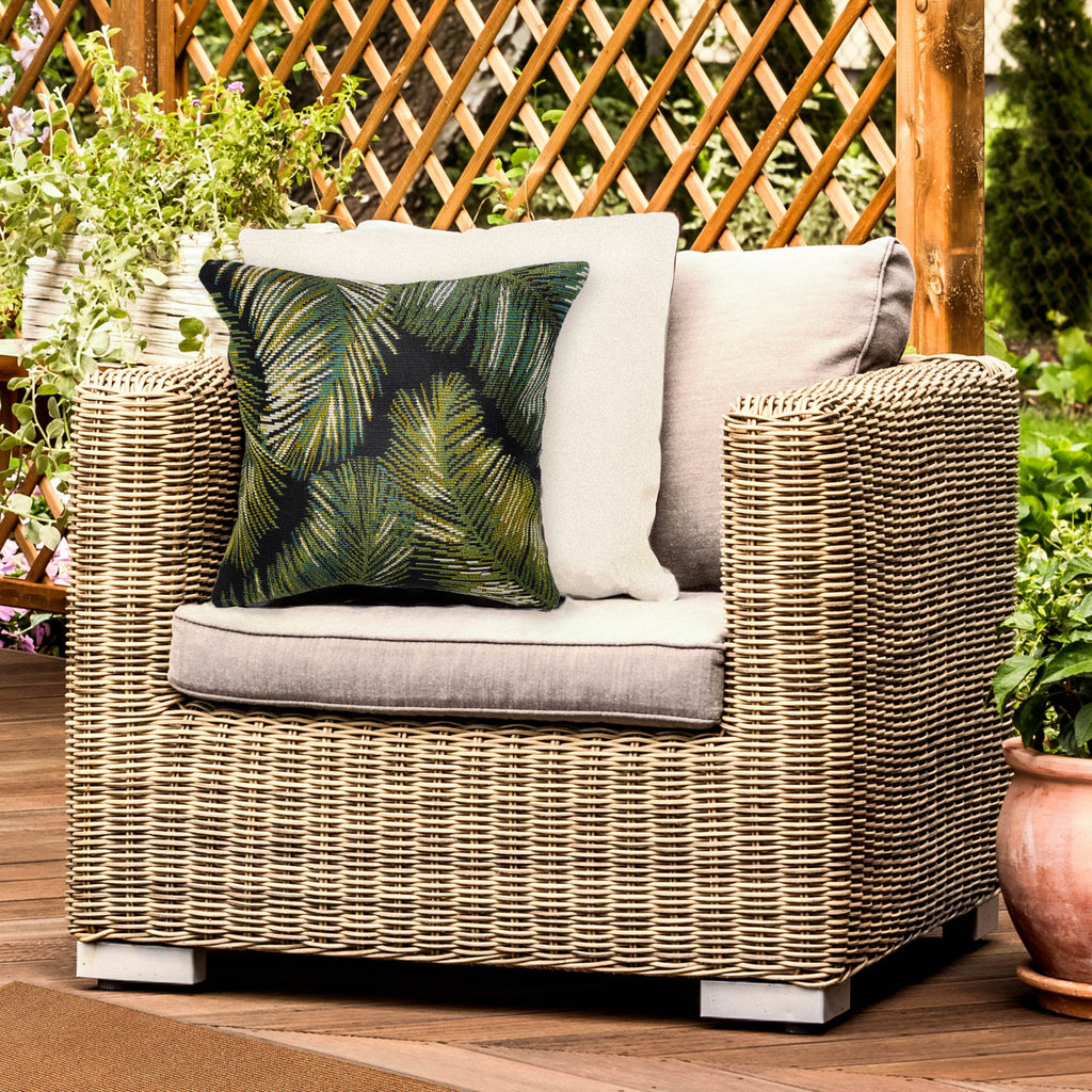 Marina Palm Border Indoor Outdoor Throw Pillow