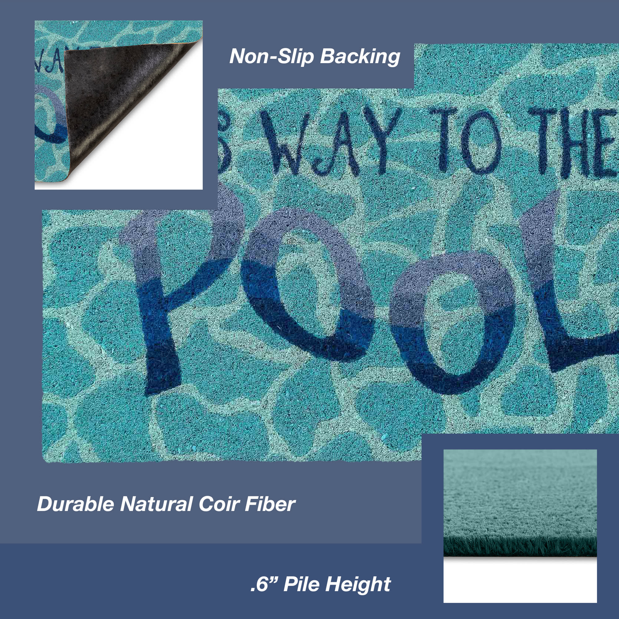 Natura This Way To The Pool Coir Doormat with Non-Slip Backing