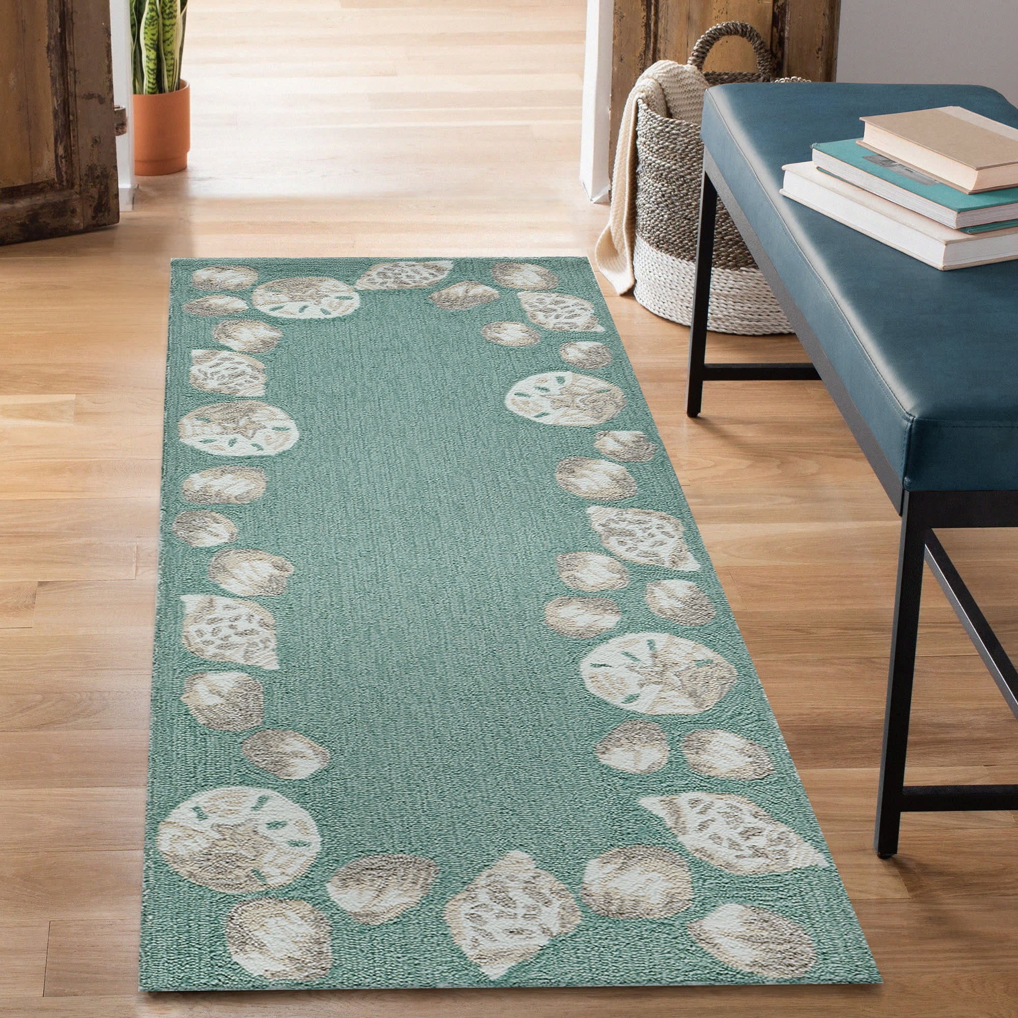 Capri Seashell Border Indoor Outdoor Area Rug