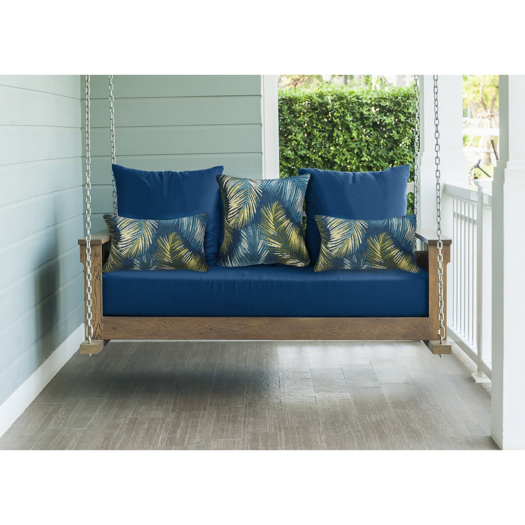 Marina Palm Border Indoor Outdoor Throw Pillow