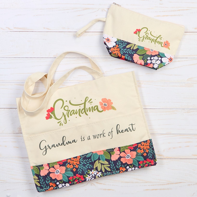 Mom Or Grandma Themed Tote and Clutch Set