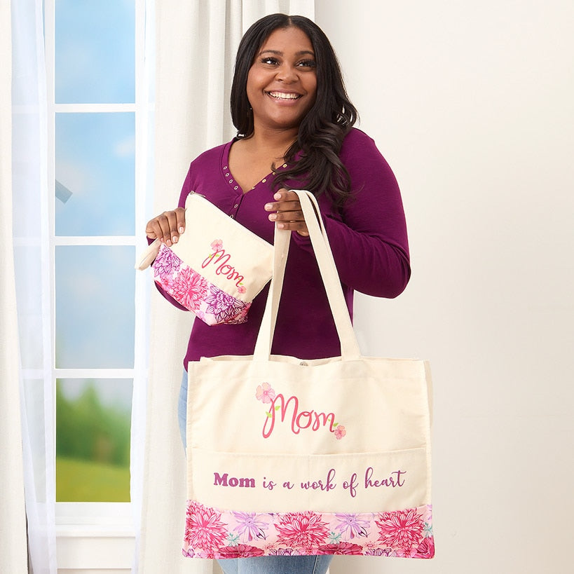 Mom Or Grandma Themed Tote and Clutch Set