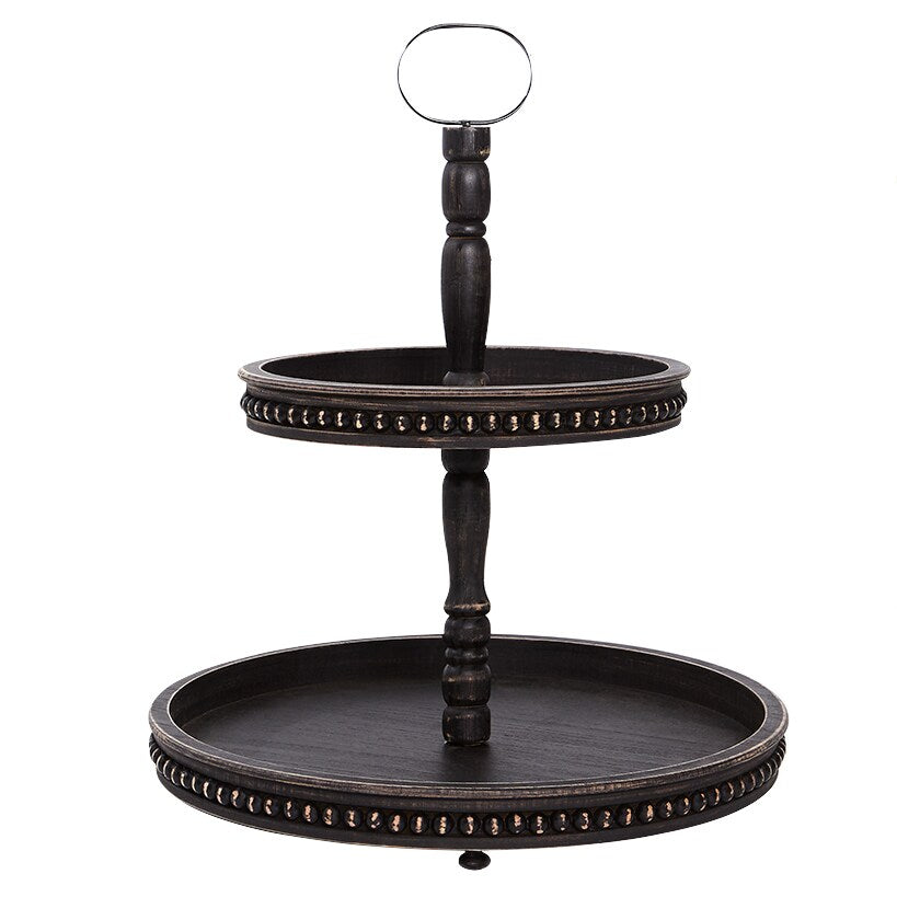 Beaded Wood Round Trays