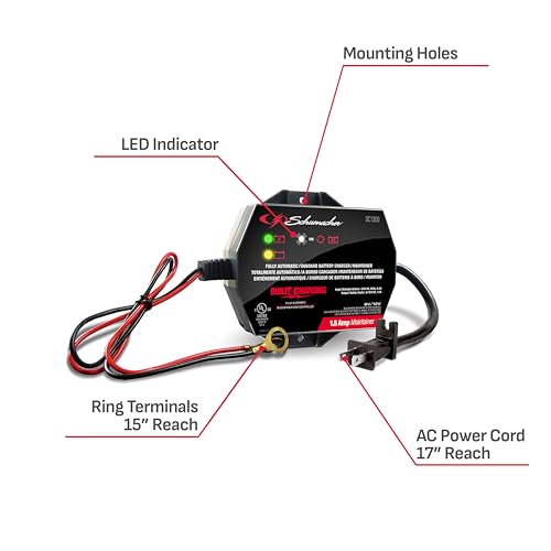 3-in-1 Fully Automatic 1.5 Amps 6 Volt 12 Volt Battery Charger and Maintainer G251760
