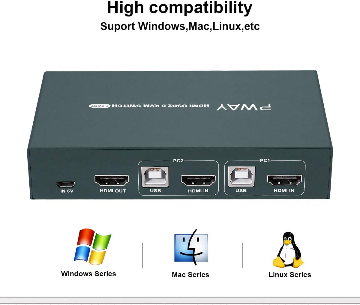 KVM Switch HDMI 2 Port, Ultra HD 4K@30Hz, USB2.0 Hub, with 2 HDMI and 2 USB Cables K58152