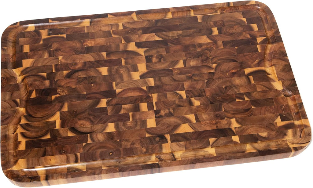Acacia End Grain Cutting Board with Juice Groove, 24" x 16" x 1" P5907