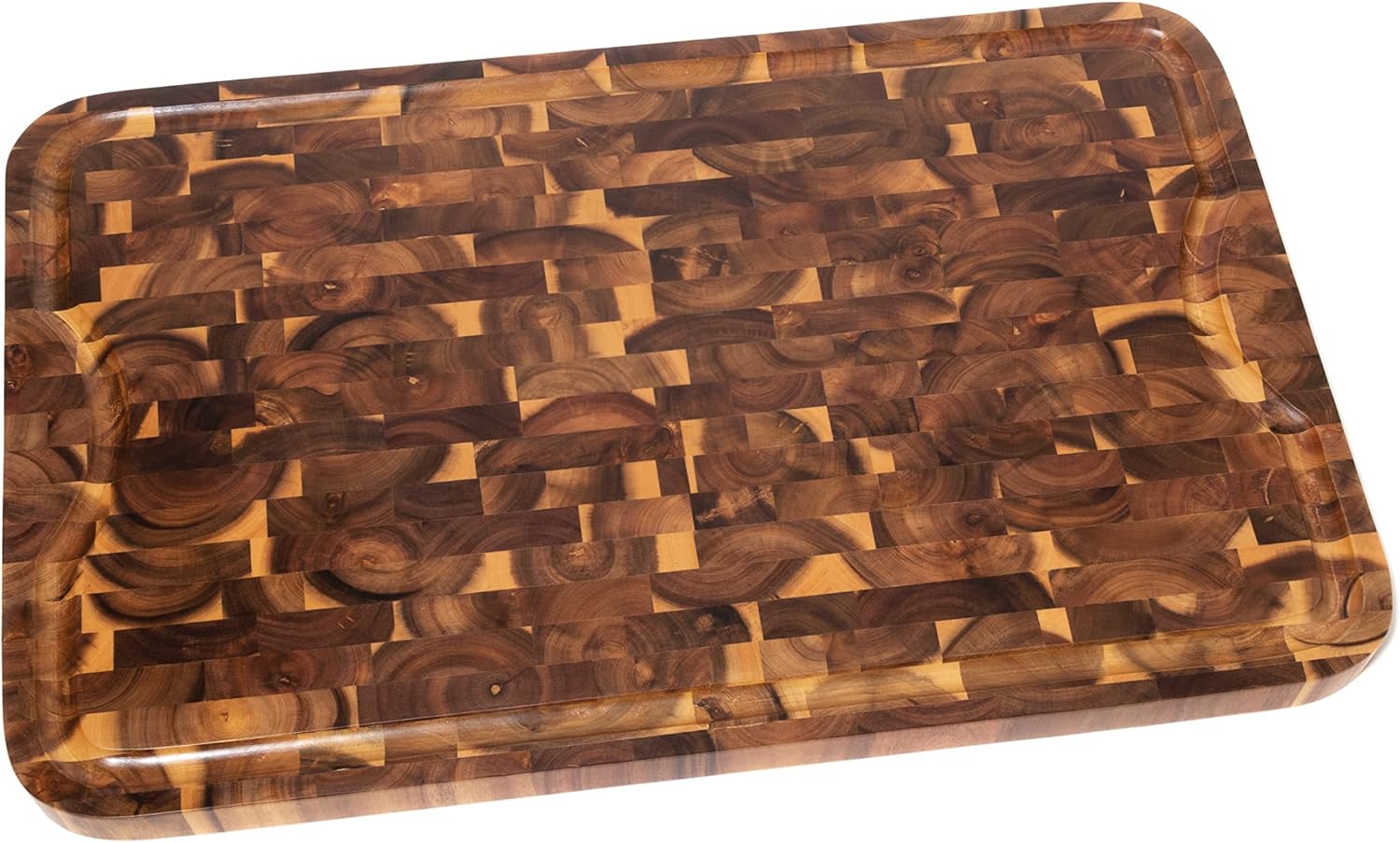 Acacia End Grain Cutting Board with Juice Groove, 24" x 16" x 1" P5907