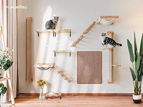 Black Stripe Wooden Cat Wall Shelf P90643