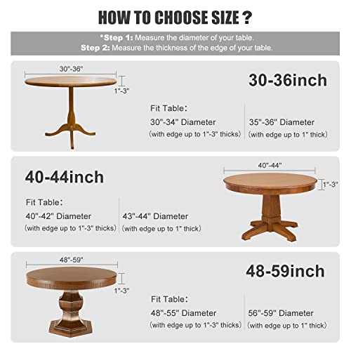 Reversible Waterproof Elastic Stretch Round Tablecloth, Red Z324