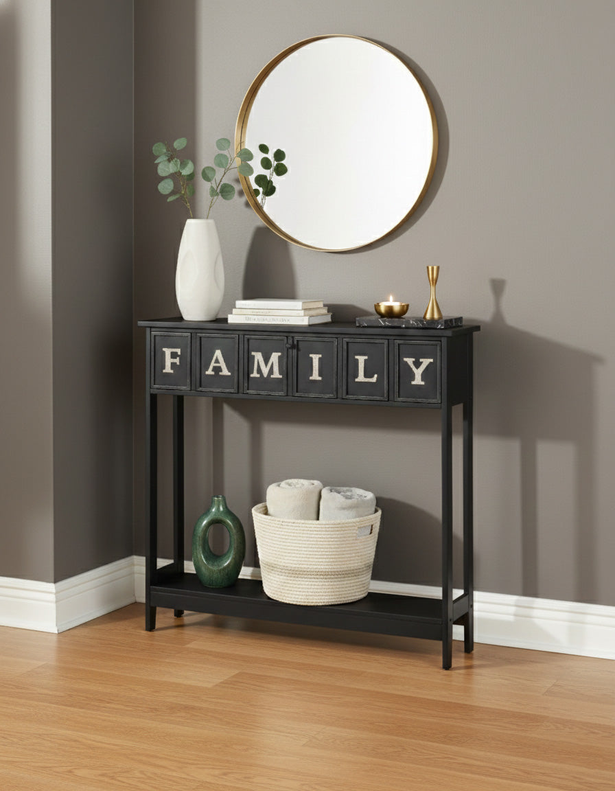 Galvanized Rustic Wood Console Table T901308