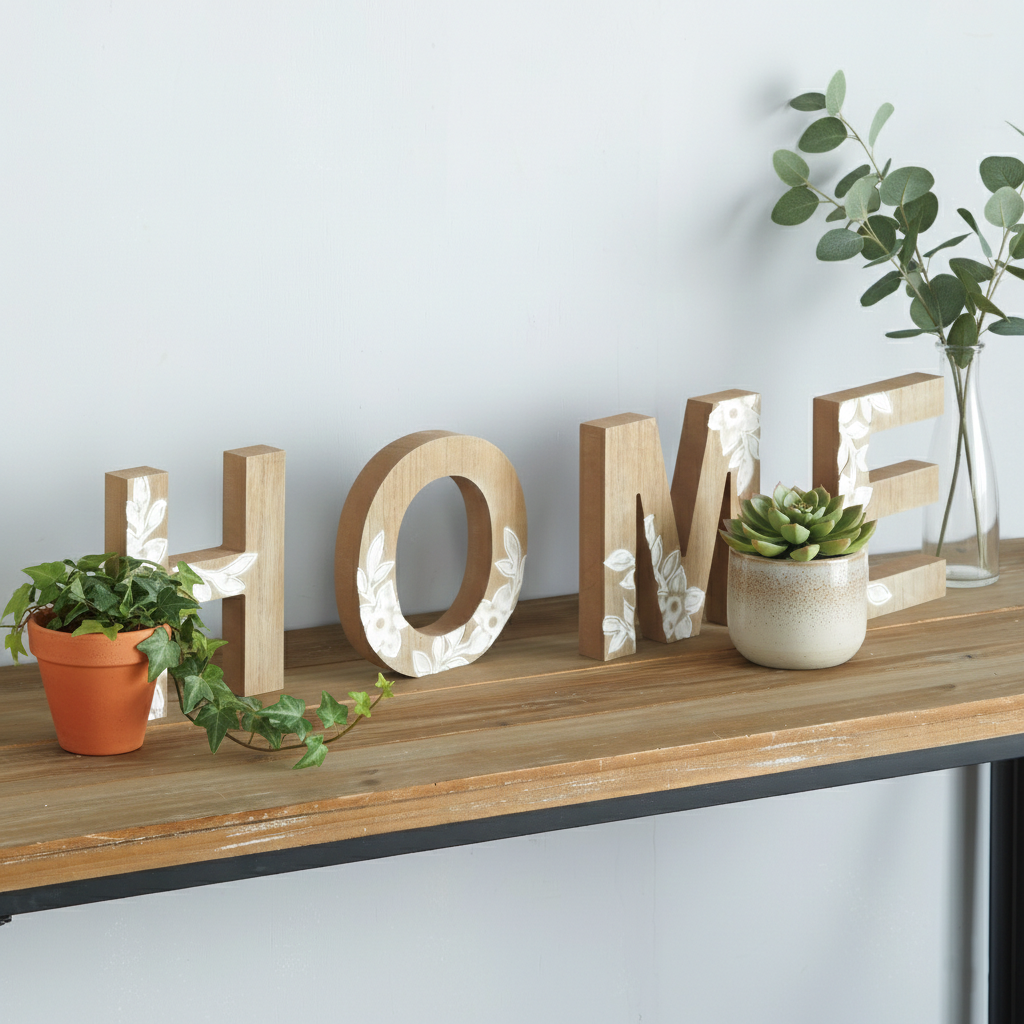 Carved Wood Letters with Floral Designs R4963