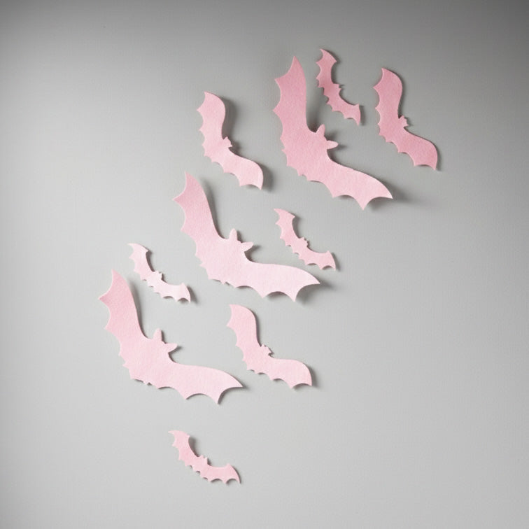 Halloween Pink Bats Set of 10
