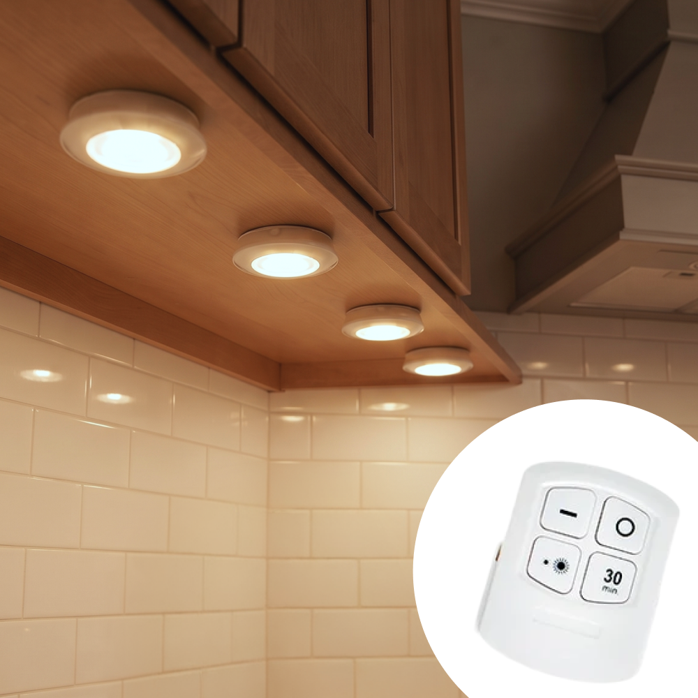 Wireless LED Puck Lights - Versatile, Battery Operated, 6 Pc with Remote
