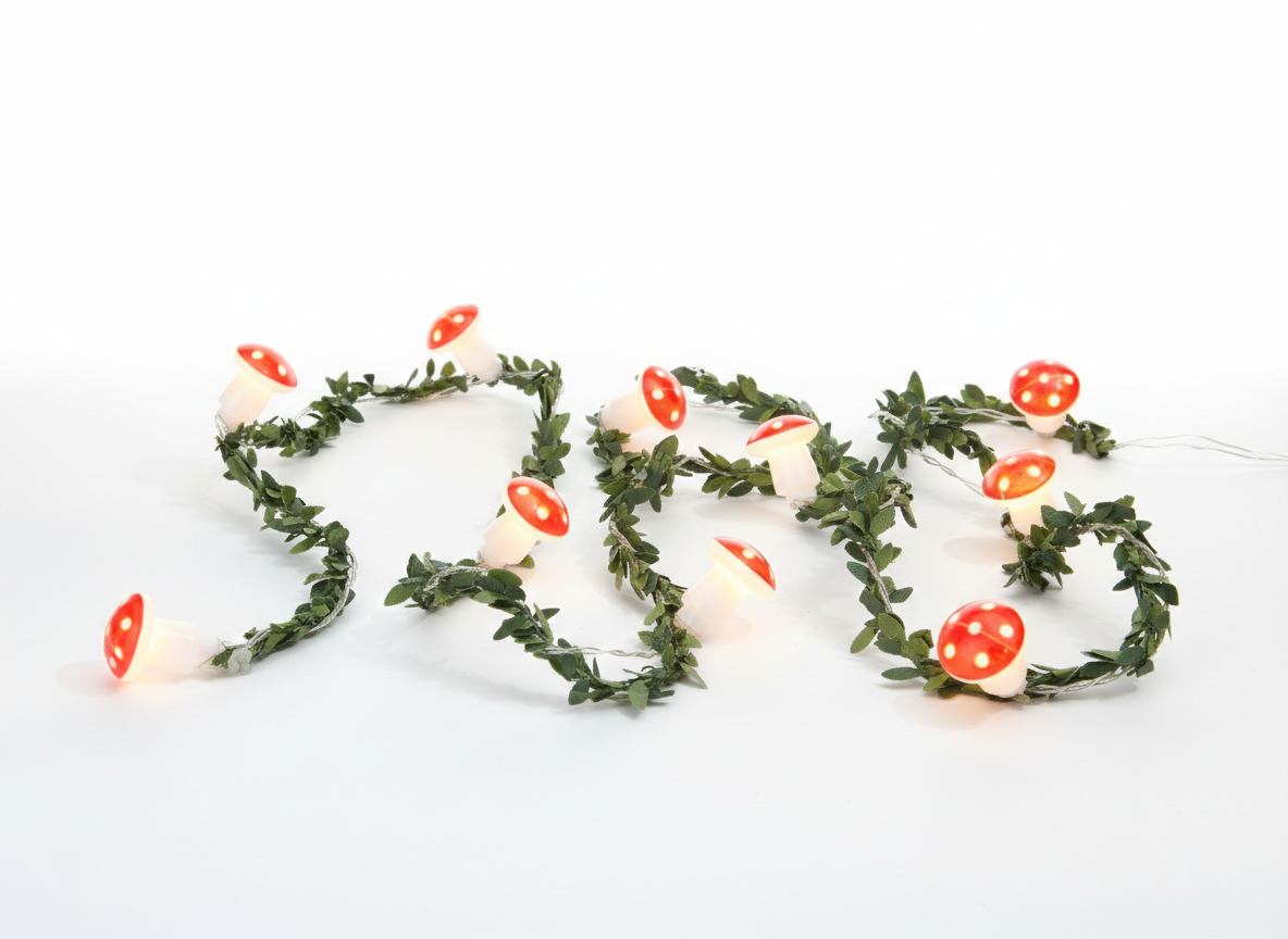 Mushroom String Lights with Greenery Y56218