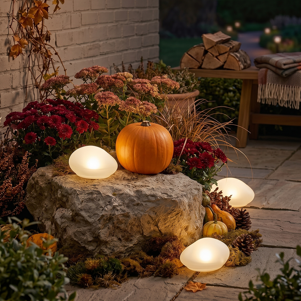 Solar White Rock Light Outdoor Decor