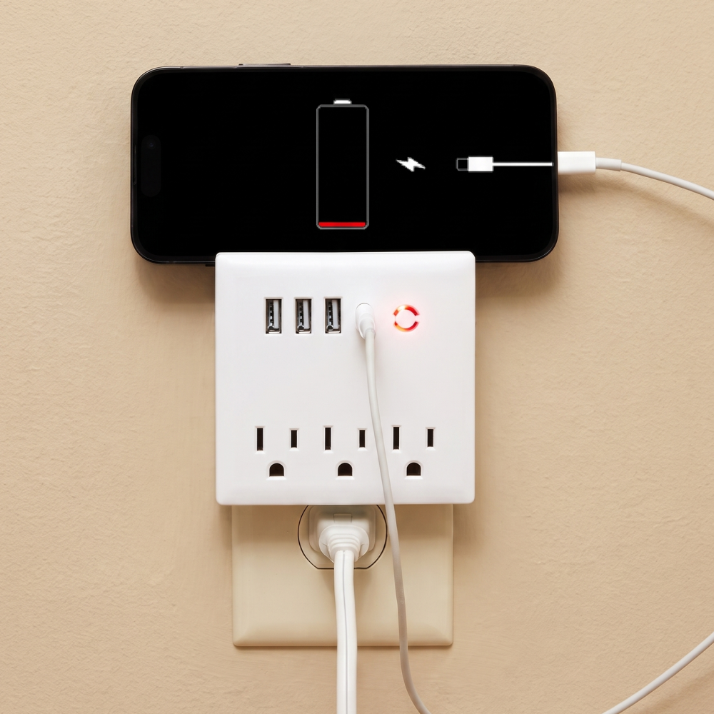 USB And Outlet Adapter With Phone Holder - Ultimate Charging Hub