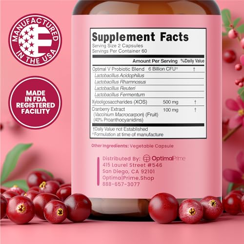60 Capsules Vaginal Probiotics with Prebiotics and Cranberry Extract Z850