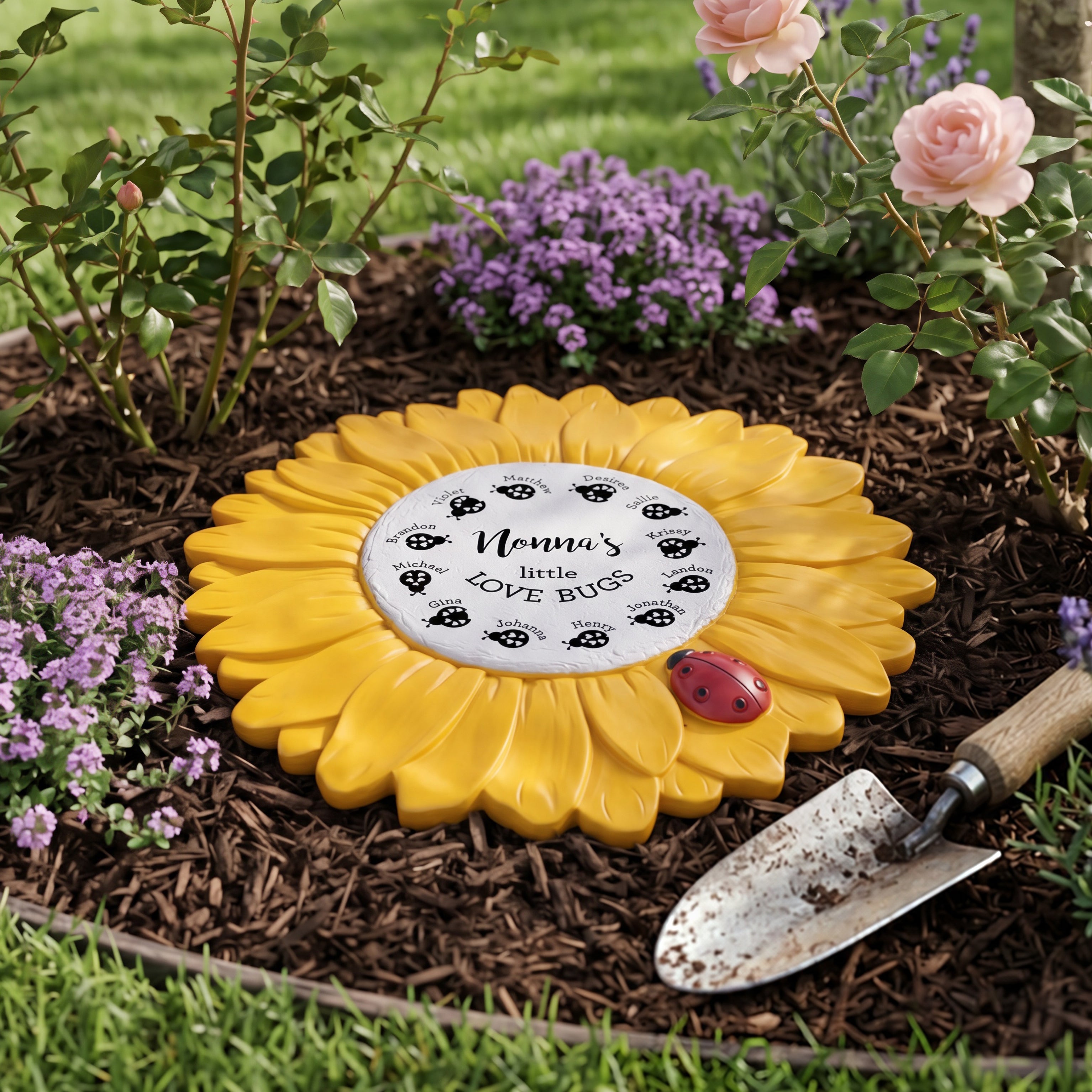 Personalized Love Bugs Sunflower Garden Stone