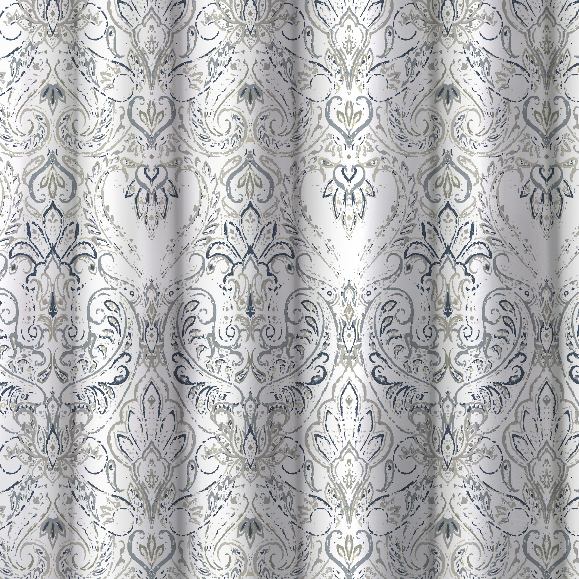 Homewear Medallion Cotton Duck Shower Curtain with Buttonhole Top