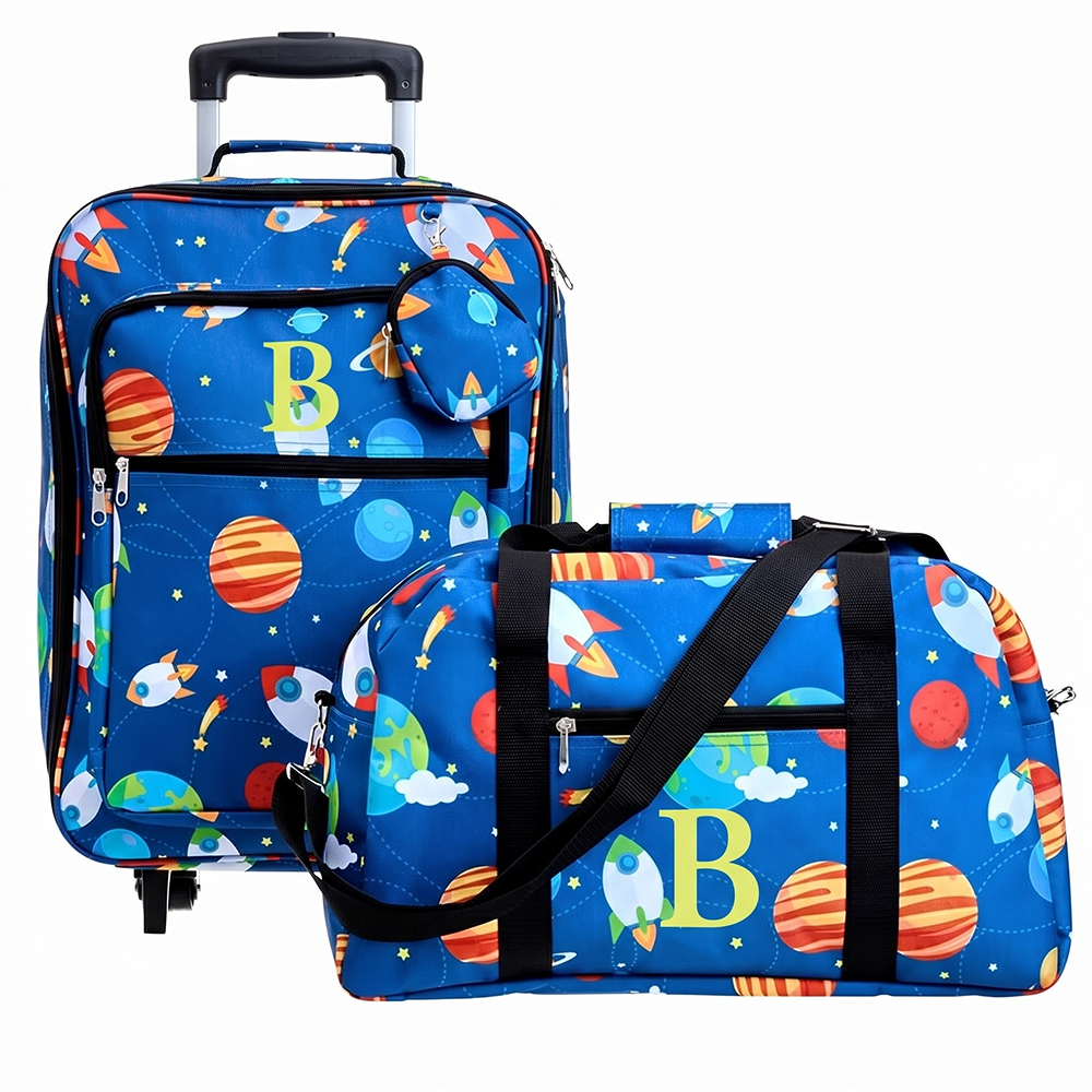 Kids' Monogrammed Space-Themed Luggage 3 Pc. Set