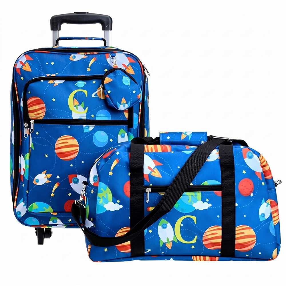 Kids' Monogrammed Space-Themed Luggage 3 Pc. Set