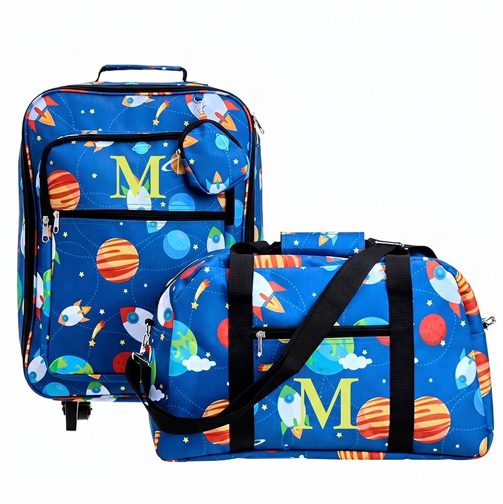 Kids' Monogrammed Space-Themed Luggage 3 Pc. Set