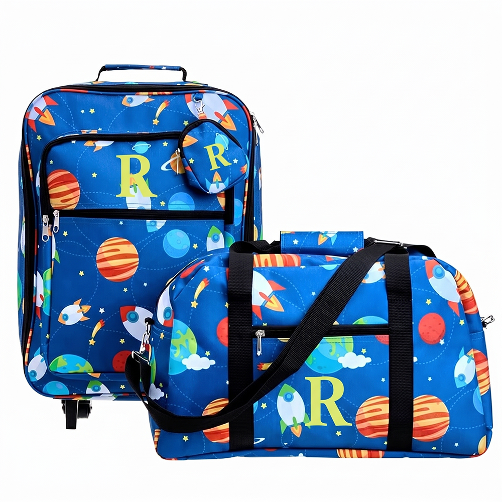 Kids' Monogrammed Space-Themed Luggage 3 Pc. Set