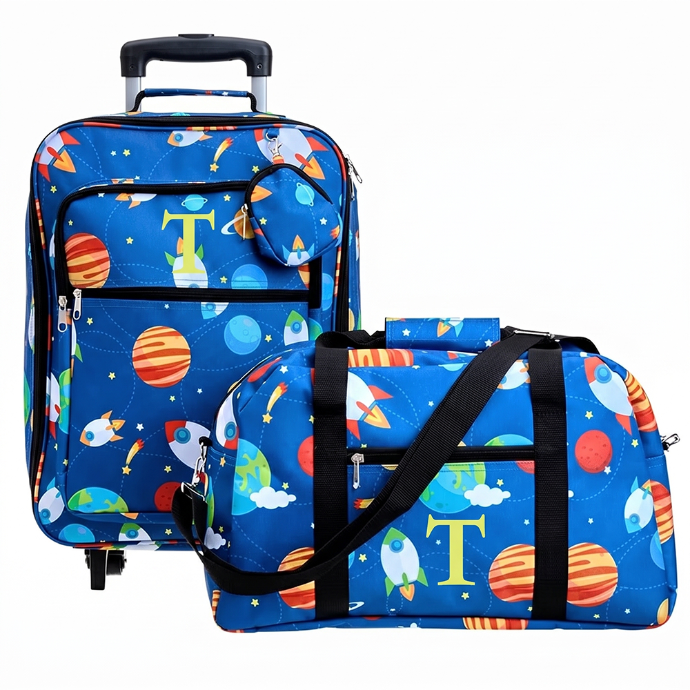 Kids' Monogrammed Space-Themed Luggage 3 Pc. Set