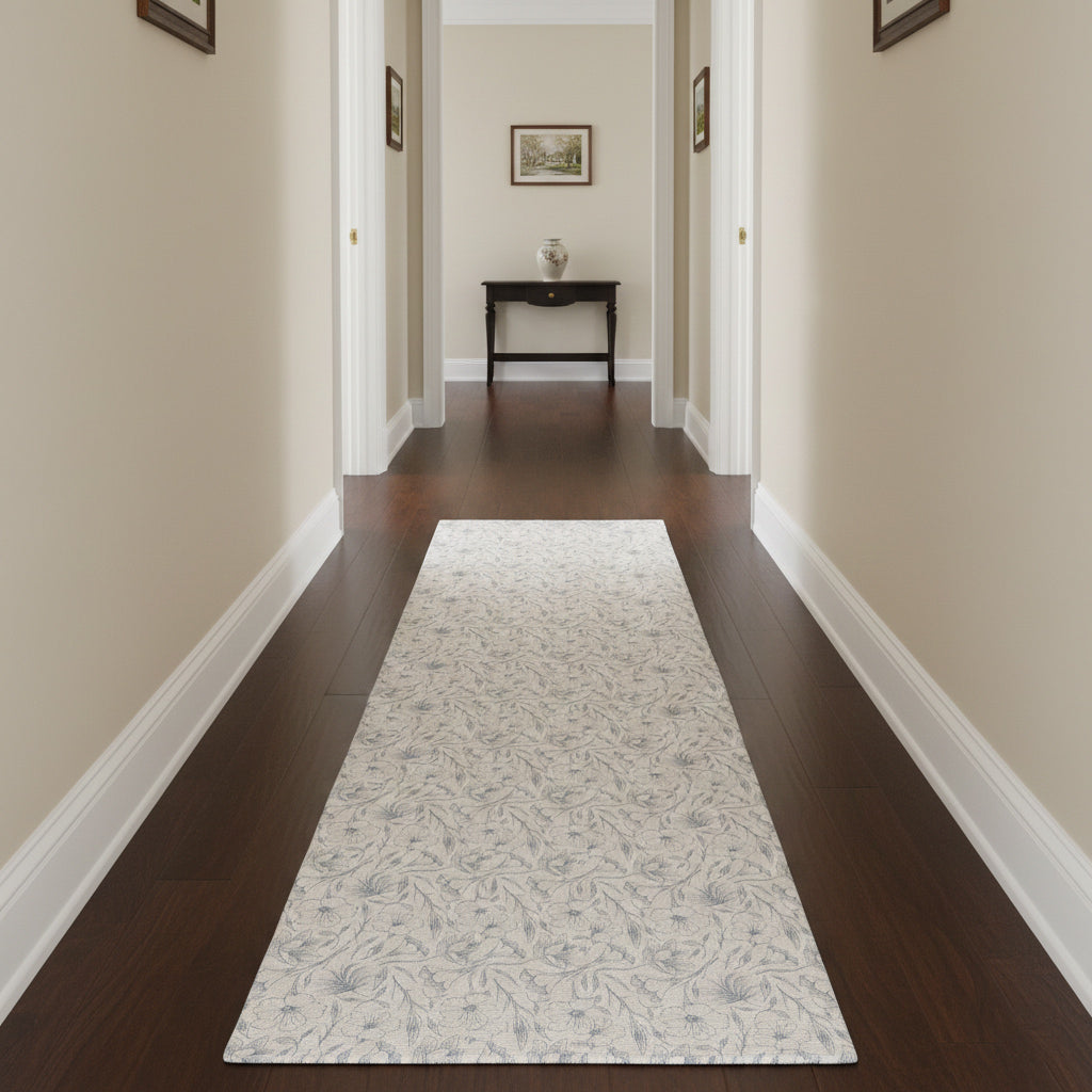 Washable Magnolia Floral Rug Runner O943