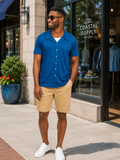 Men's Navy Button Down Short Sleeve Shirt X661